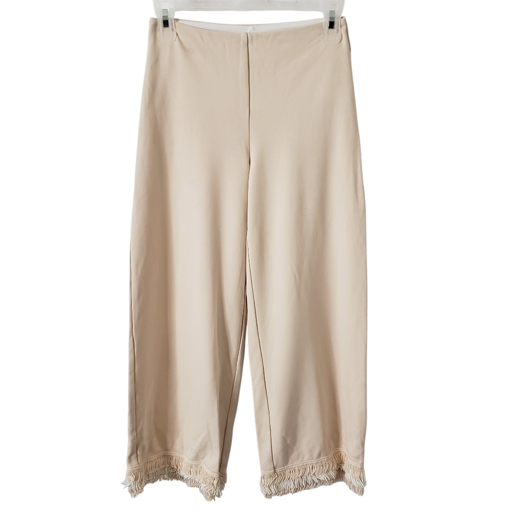 Lysse Kori Crop Pants Ponte Knit High Waist Fringed Hem Size‎ XS